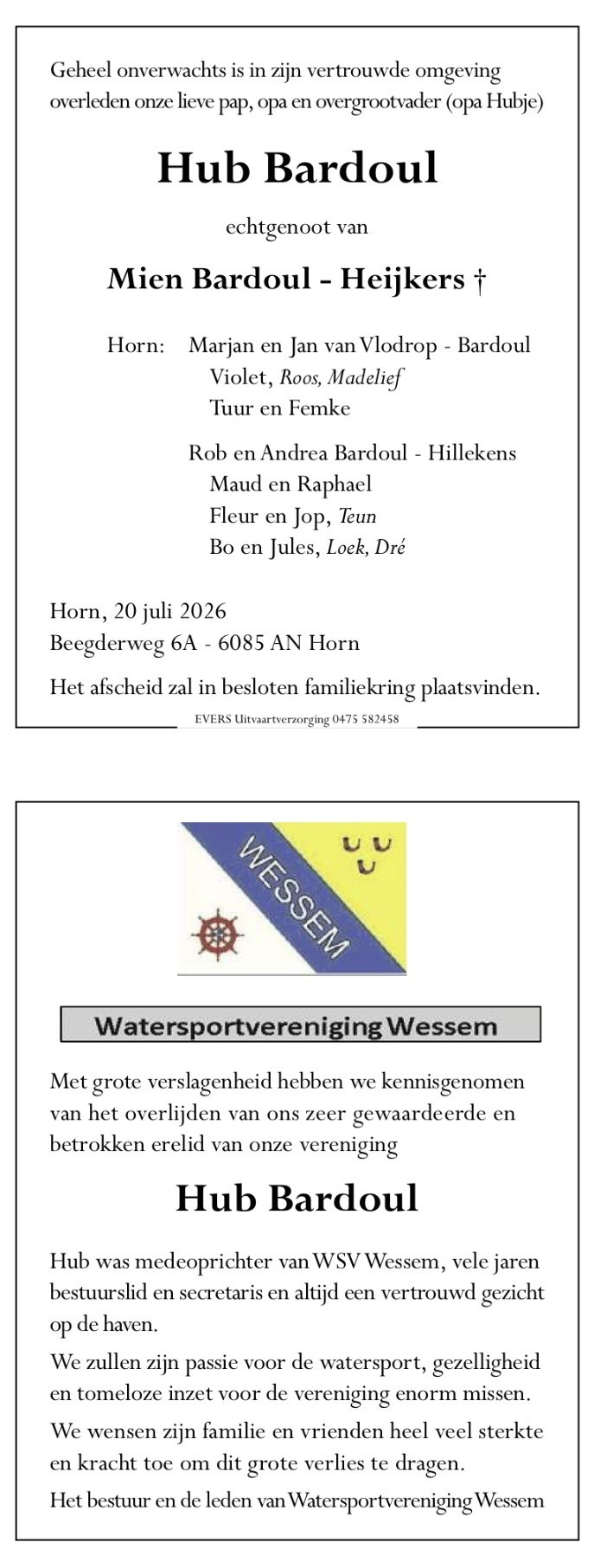 Overlijden Hub Bardoel 1